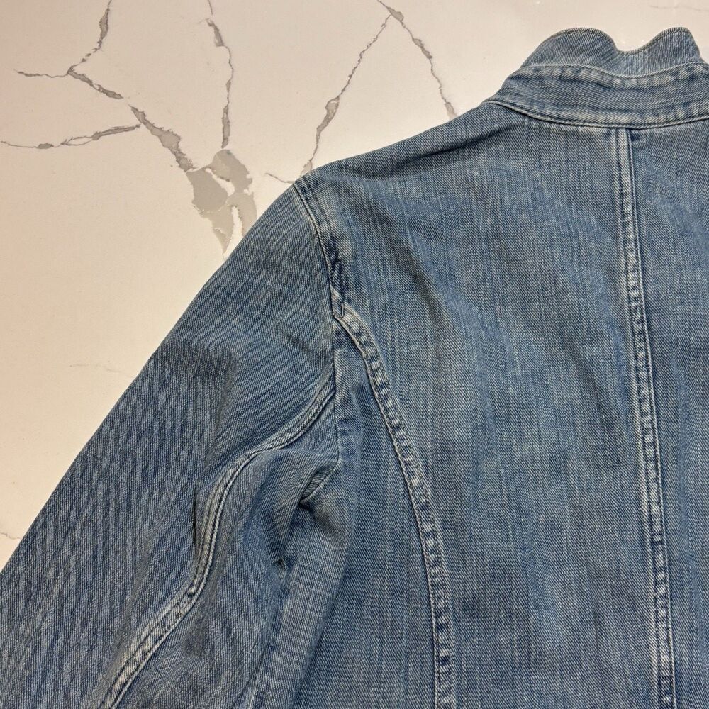 J. JILL VINTAGE Button Down Two Pocket Pleated Classic Blue DENIM JACKET Size M - Picture 10 of 16